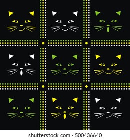 cat, texture, vector illustration, black background