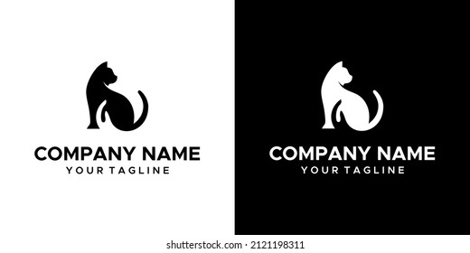 imagen gráfica con temática de gato con espacio negativo formando una mano, fondo negro y blanco. gráficos vectoriales básicos.