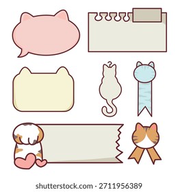 Cat themed sticky notes and speech bubble graphic elements set