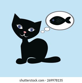  Cat is thinking about fish