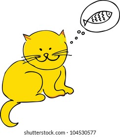 A Cat Thinking Of Some Fish