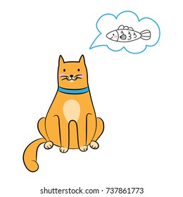 the cat thinks about the fish