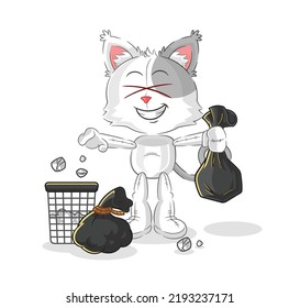 the cat Throw garbage mascot. cartoon vector