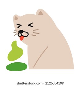 Cat throwing up. Vector illustration on white background.