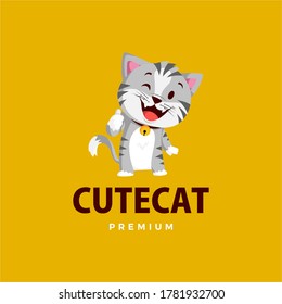cat thumb up mascot character logo vector icon illustration