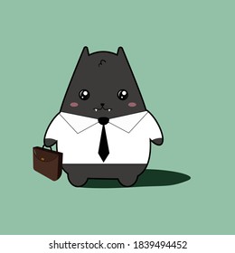 Cat in a tie with a briefcase. Cat businessman. Vector image in eps format.
