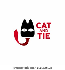 Cat and tie logo template