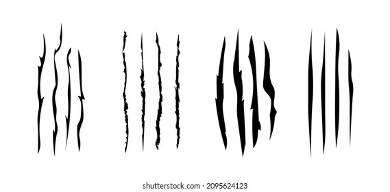 Cat tiger scratch marks isolated on white background. Vector silhouette illustration