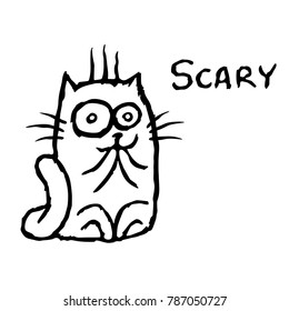 Cat Tik was scared. Vector illustration. Cheerful cartoon pet