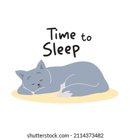 Cat Time Sleep Stock Vector (Royalty Free) 2114373482 | Shutterstock