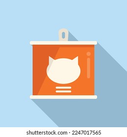 Cat tin can icon flat vector. Snack pack. Animal container