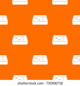 Cat toilet pattern repeat seamless in orange color for any design. Vector geometric illustration
