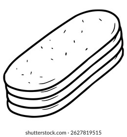 cat tongue cookies illustration hand drawn outline vector