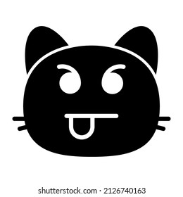 cat tongue out II Glyph Icon Design