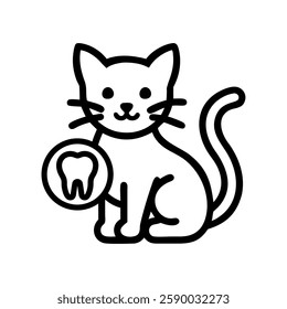 Cat with tooth symbol for pet dental care