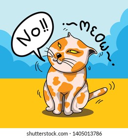 Cat, tough cat,Cute kitten illustration,Vector hand drawn.