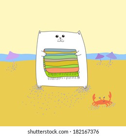 Cat with a towel. Vector