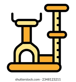 Cat tower icon outline vector. Pet accessory. Shop store color flat
