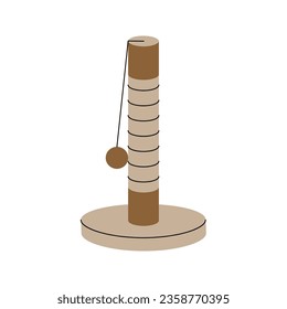 Cat tower, cat scratch post. Animals accessories, pet toy supplies. Vector illustration.