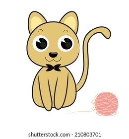 cat and toy cartoon vector illustration