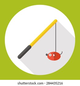 cat toy flat icon with long shadow