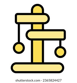 Cat toy house icon outline vector. Pet furniture. Cute box color flat