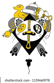 cat with toys