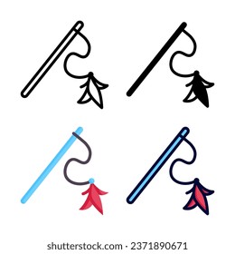 Cat toys icon set style collection in line, solid, flat, flat line style on white background