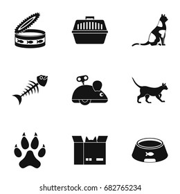 Cat toys icons set. Simple set of 9 cat toys vector icons for web isolated on white background