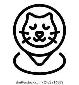 Cat tracker location icon outline vector. Lost finder. Chip command