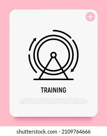 Cat training wheel thin line icon. Cat wheel for exercising. Modern vector illustration for pet shop.