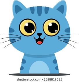 Cat transitions from neutral to playful expression in frames.