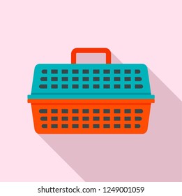 Cat travel basket icon. Flat illustration of cat travel basket vector icon for web design
