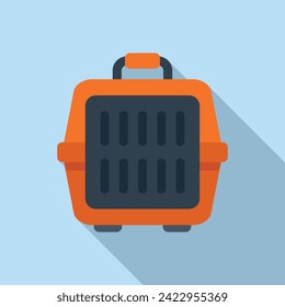 Cat travel box icon flat vector. Care medicine help. Owner service