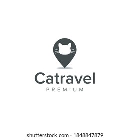 Cat Travel Logo Vector Icon