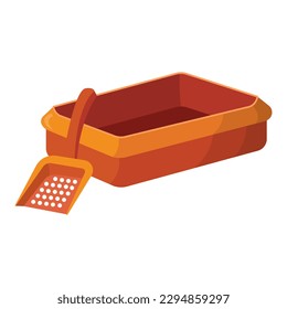 Cat tray with a dustpan. vector illustration.