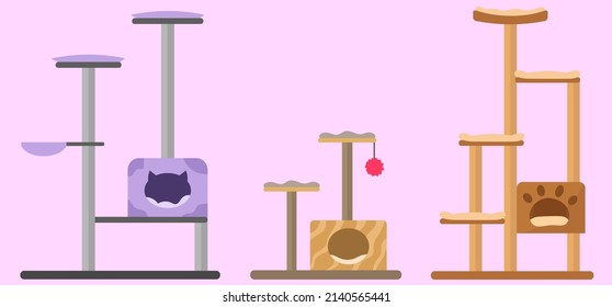 cat tree simple model, vector illustration of cat trees