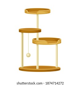 Cat Tree or Cat Stand as Structure for Cat to Play, Relax and Sleep on Vector Illustration