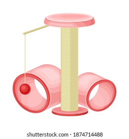 Cat Tree or Cat Stand as Structure for Cat to Play, Relax and Sleep on Vector Illustration