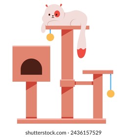 Cat tree tower vector cartoon illustration isolated on a white background.