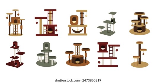 Cat Tree Vector Set Collection