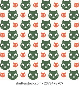 Cat trendy beautiful colorful repeating seamless pattern vector illustration background