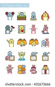 Cat-Triplets Emoji-Vektorillustration-Illustration