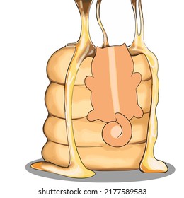 The cat is trying to get into a barrel of honey