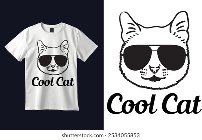 Camiseta de gato Ilustración vectorial de diseño personalizado 