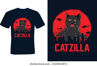 Camiseta de gato Ilustración vectorial de diseño personalizado 