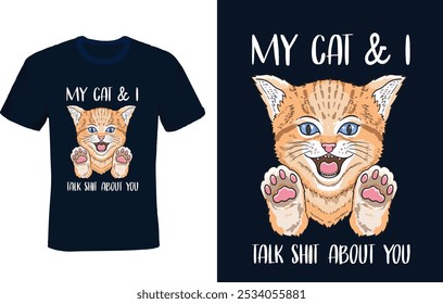 Camiseta de gato Ilustración vectorial de diseño personalizado 