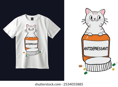 Camiseta de gato Ilustración vectorial de diseño personalizado 