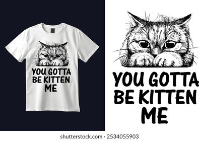 Camiseta de gato Ilustración vectorial de diseño personalizado 