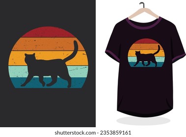 diseño vectorial de diseño de camisetas para gatos, diseño de brotes de gatos retro, diseño de tipografía para gatos t-shrit